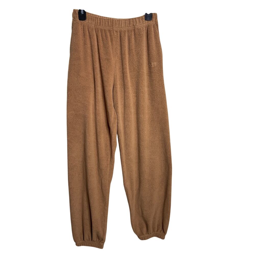 LESET Teddy Jogger size M French Terry Lounge Sweatpants Camel Brown